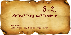 Bánóczy Kálmán névjegykártya